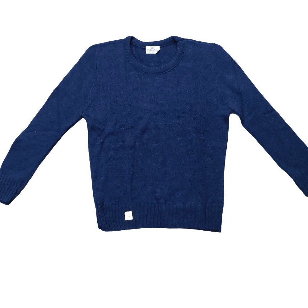 Vintage 1940s-1950s Navy Blue Long Sleeve Knit Crewneck Sweater Sz Medium - Picture 2 of 7